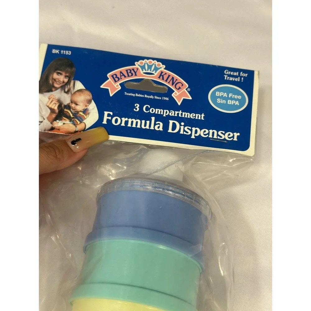 BABY KING formula dispenser 3 compartment BPA free travel blue‎ green yellow VTG